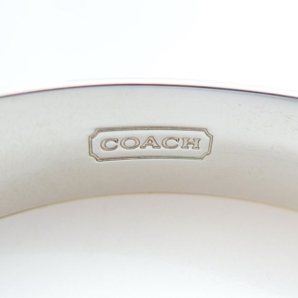 🪷 Coach Poppy Silver & Fuchsia Enamel Bangle Bracelet - Picture 5 of 5